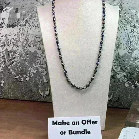 Vintage Cloisonné Blue Necklace Floral - Picture 5 of 6